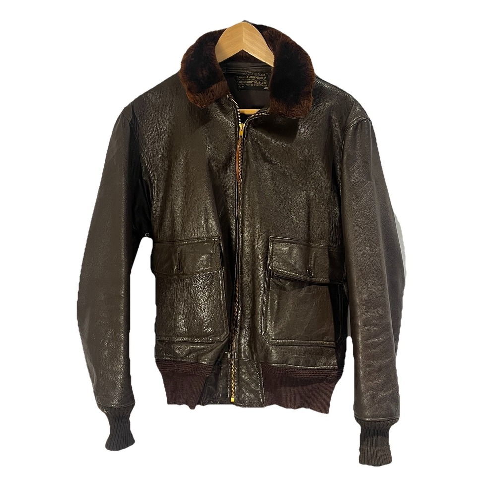 VTG‎ Leather Flight Jacket G-1 Size 40 L. W. Foster MIL-J-7823 Bomber USN 1950s
